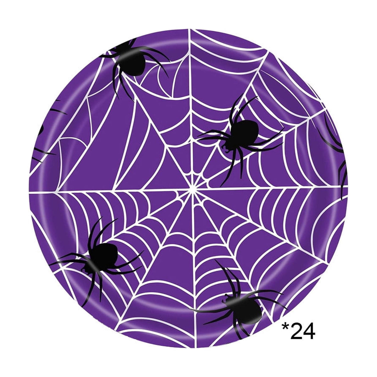 24 Pack Halloween Disposable Paper Plates, Spider and Cobweb Pattern Tableware Set, Halloween Party Supplies Favors