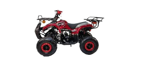 125cc ATV Quad 125cc ATV with Reverse, LED Lights, Big Wide Tires with Matching Rims 4 Wheeler for Youth and Children (Red Color)