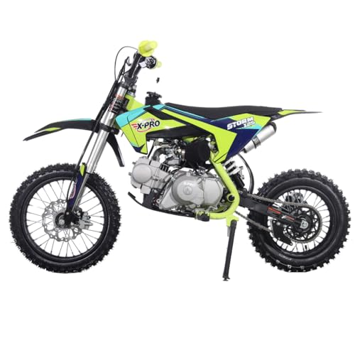 Storm 125cc Dirt Bike, 4-Stroke Gas Pit Bike with Automatic Transmission, Electric Start, 14"/12" Wheels(Black)