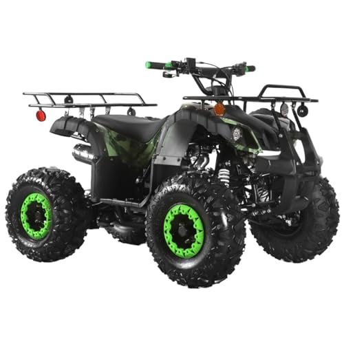 Gas 125cc ATV with Reverse Quad 4 Wheeler ATV with Headlights - Big 19"/18" Tires Off-Road Tires (Army Green, Fully Assembled)