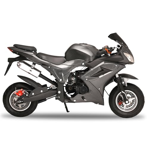 50CC Mini Motorcycle for Adults, 4-Stroke Mini Bike Gas Powered, Pocket Rocket Bike with Dual Headlights, 440 lbs Heavy Duty Load, Front Rear Disc Brakes, 6.5" Tires, Black