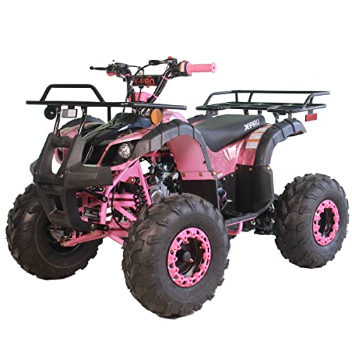 125cc ATV 4 Wheels Quad 125 ATV Quads with LED Lights, Big 19"/18" Tires! (Leaf Pink)