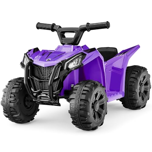 6V Kids Ride On Toy, 4-Wheeler Quad ATV Play Car w/ 1.8MPH Max Speed, Treaded Tires, Rubber Handles, Push-Button Accelerator - Purple