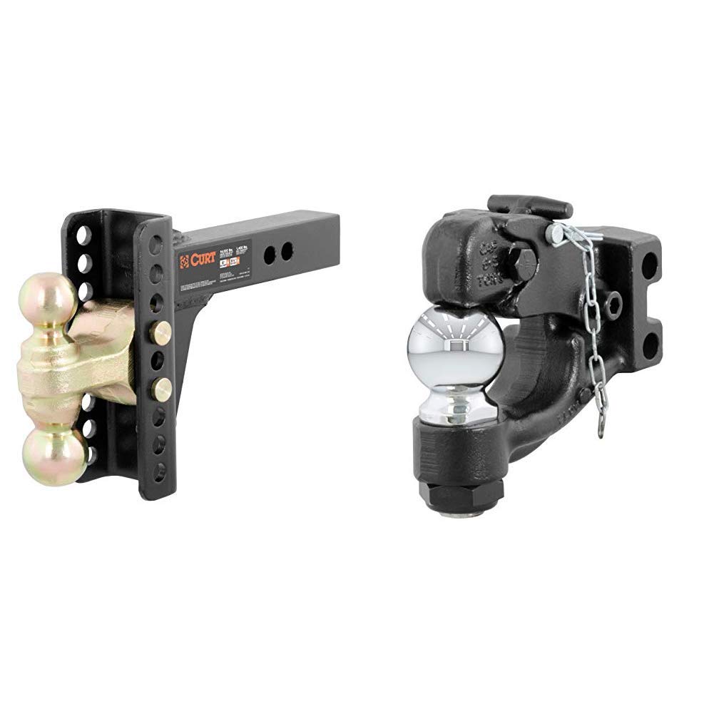 45900 Adjustable Trailer Hitch Ball Mount, 2-Inch Receiver, 6-Inch Drop, 5-1/4-Inch Rise + 45920 Channel-Mount Pintle Hitch with 2-5/16-Inch Trailer Hitch Ball, 13,000 lbs. GTW, Fits 2-1/2-Inch