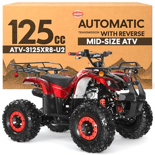125cc ATV - Gas Quad, Automatic-Reverse, Spider Red, 3125XR8-U2