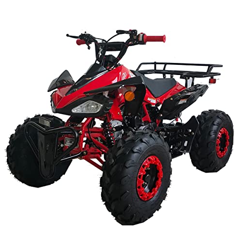 125cc ATV 4 Wheels Wheelers Quad 125 ATV Quads with LED Lights, Big 19"/18" Tires,Red