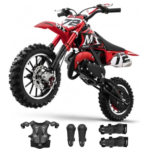 50cc 2-Stroke Kids Dirt Bike Gas Dirt Bike for Kids 8-14 Boys Youth Red