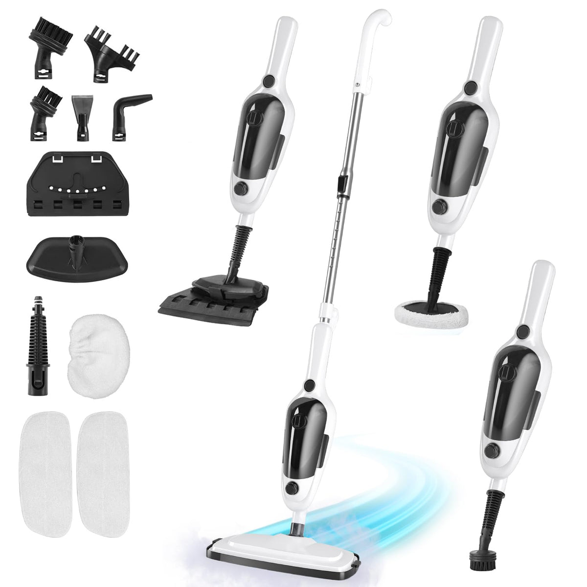 11-in-1 Steam Mop, Powerful Handheld Steam Cleaner for Home with 23FT Cord MultiPurpose Steam Mop with 15.2 OZ Water Tank, 3 Steam Modes for Hardwood Floors, Clothes, Tile, Windows, Carpet