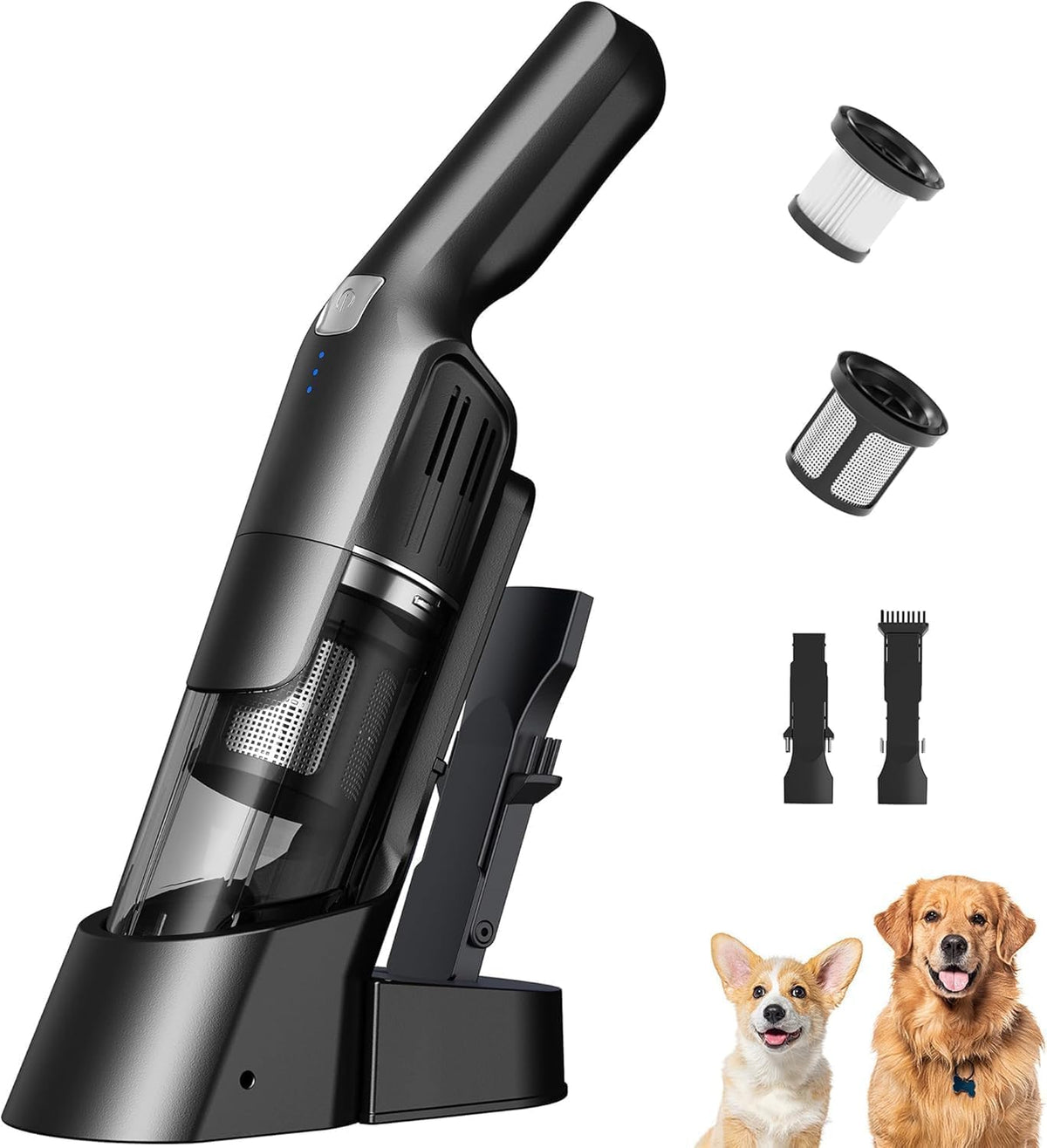 Cordless Handheld Vacuum, 24KPA Powerful, Rechargeable, Pet & Car