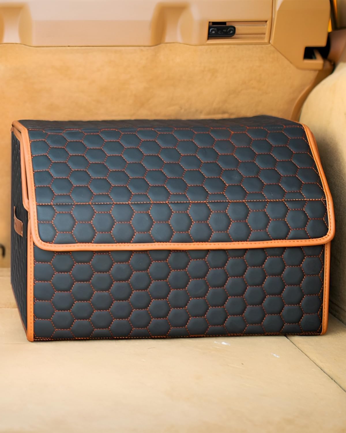 Foldable Trunk Organizer for Car Storage - Collapsible Auto Trunk Organizer With Lid - Trunk Organization (21.6 inch, Hexy)