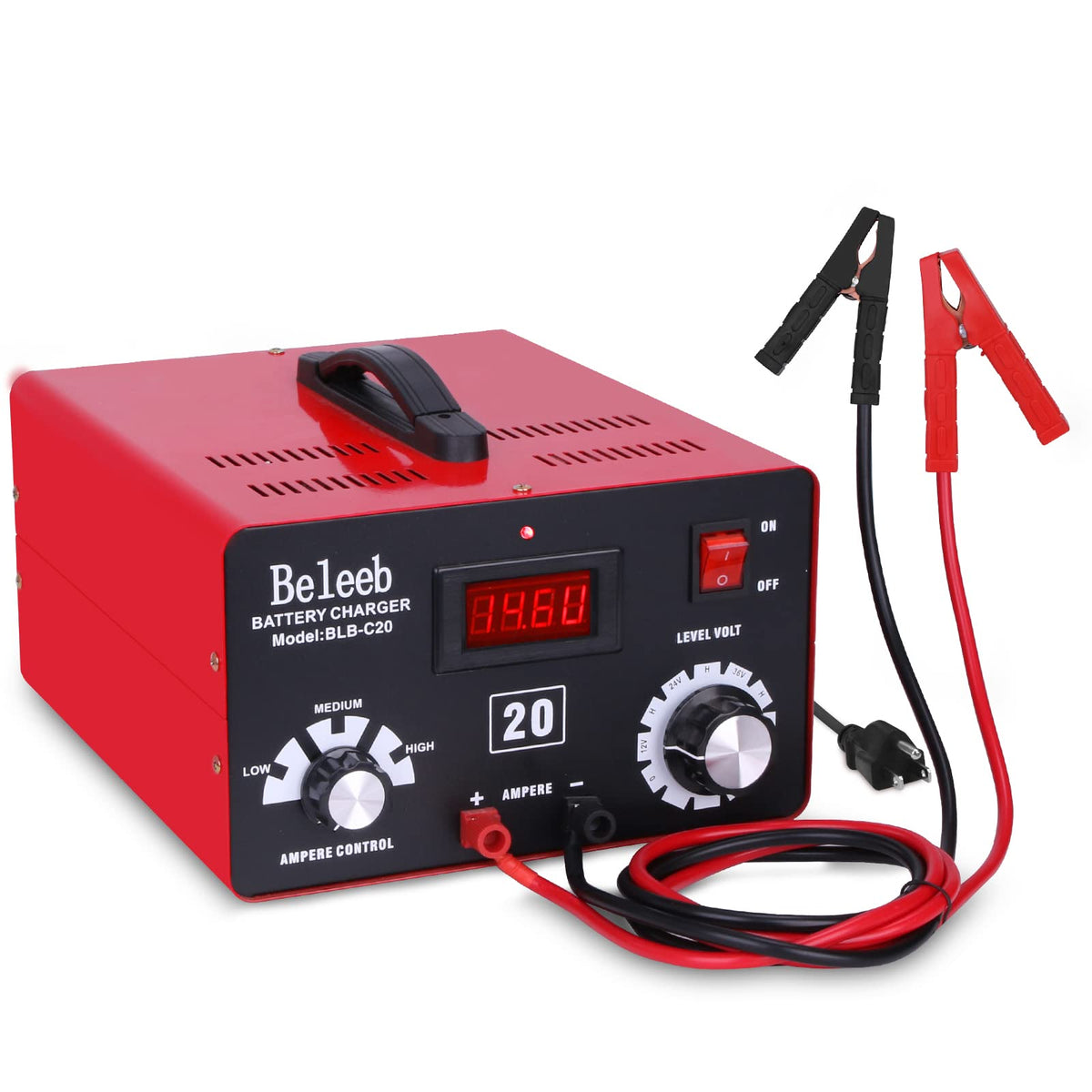 C20 Adjustable Battery Charger 12V 24V 36V 48V, 12A Pulses of High-Voltage Battery Desulfator Maintainer with Smart Chip for Lead-Acid LiFePO4 Lithium Batteries BLB-C20