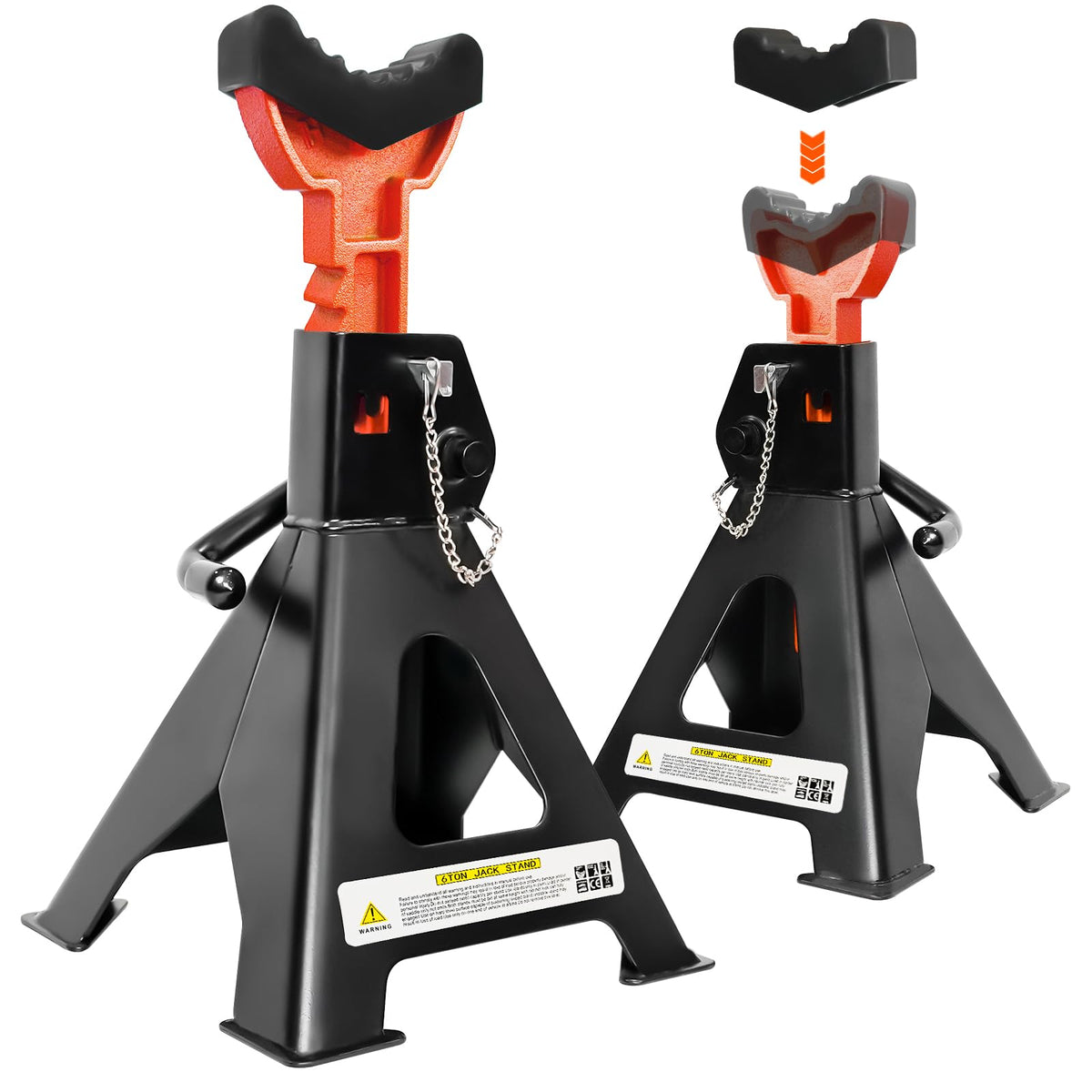 Jack Stands 6 Ton (13,200 LBs), 15.6"-23.4" Adjustable with Double Pin Locking,Heavy Duty Jack Stands with Extra Rubber Pads,Car Lifts for Home Garage 1 Pair Black