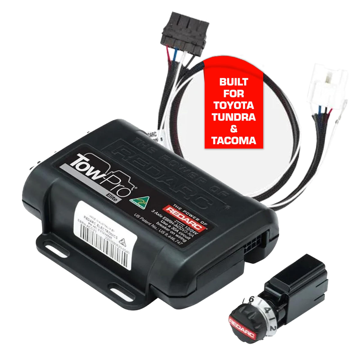 Tow-Pro Elite Electric Trailer Brake Controller Kit for Tundra, Tacoma, Dual Braking Modes, Plug and Play Install, 12V/24V Compatible to Tow RV, Camper, Trailer, Boat