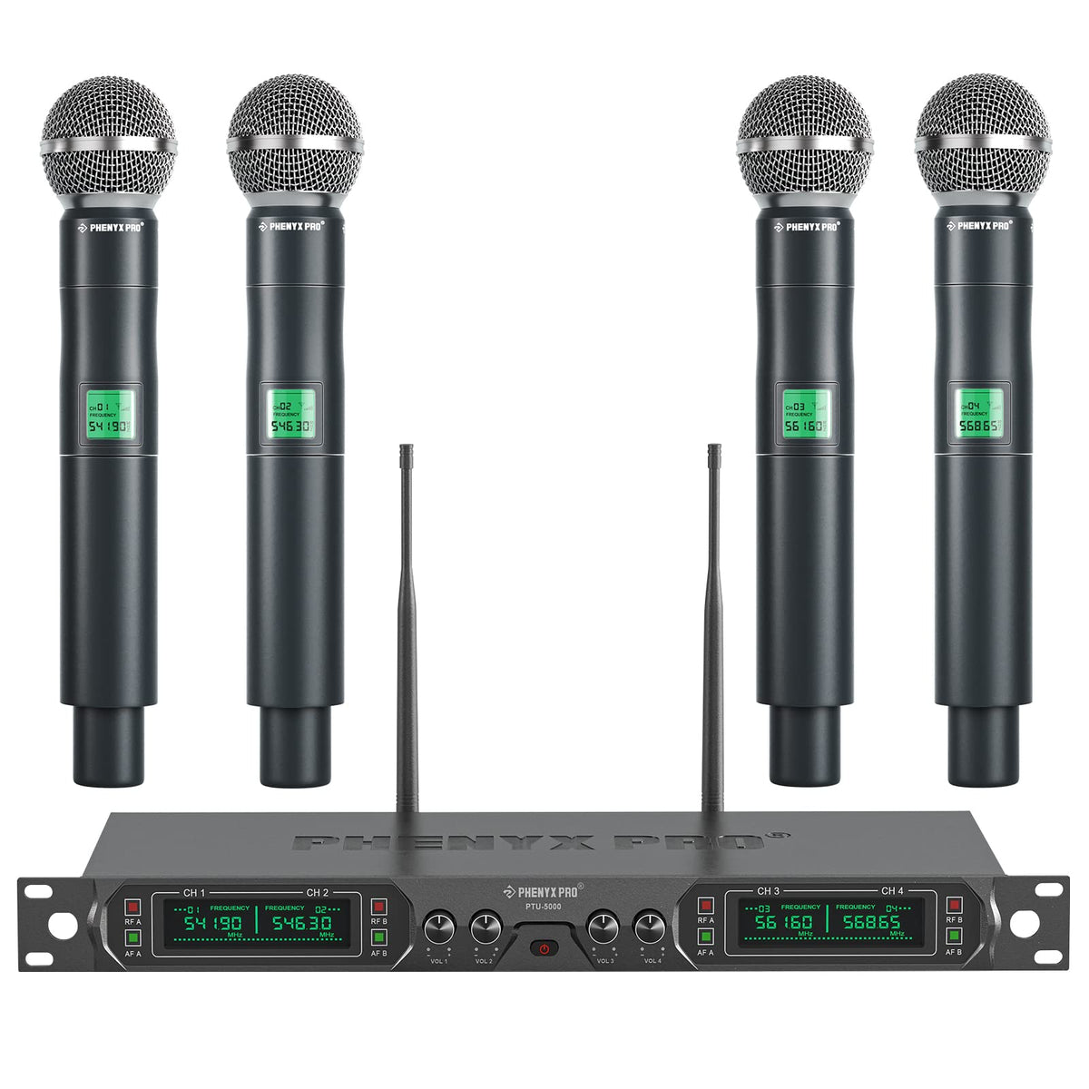 4-Ch UHF Fixed Frequency Wireless Microphone System PTU-5000-4H