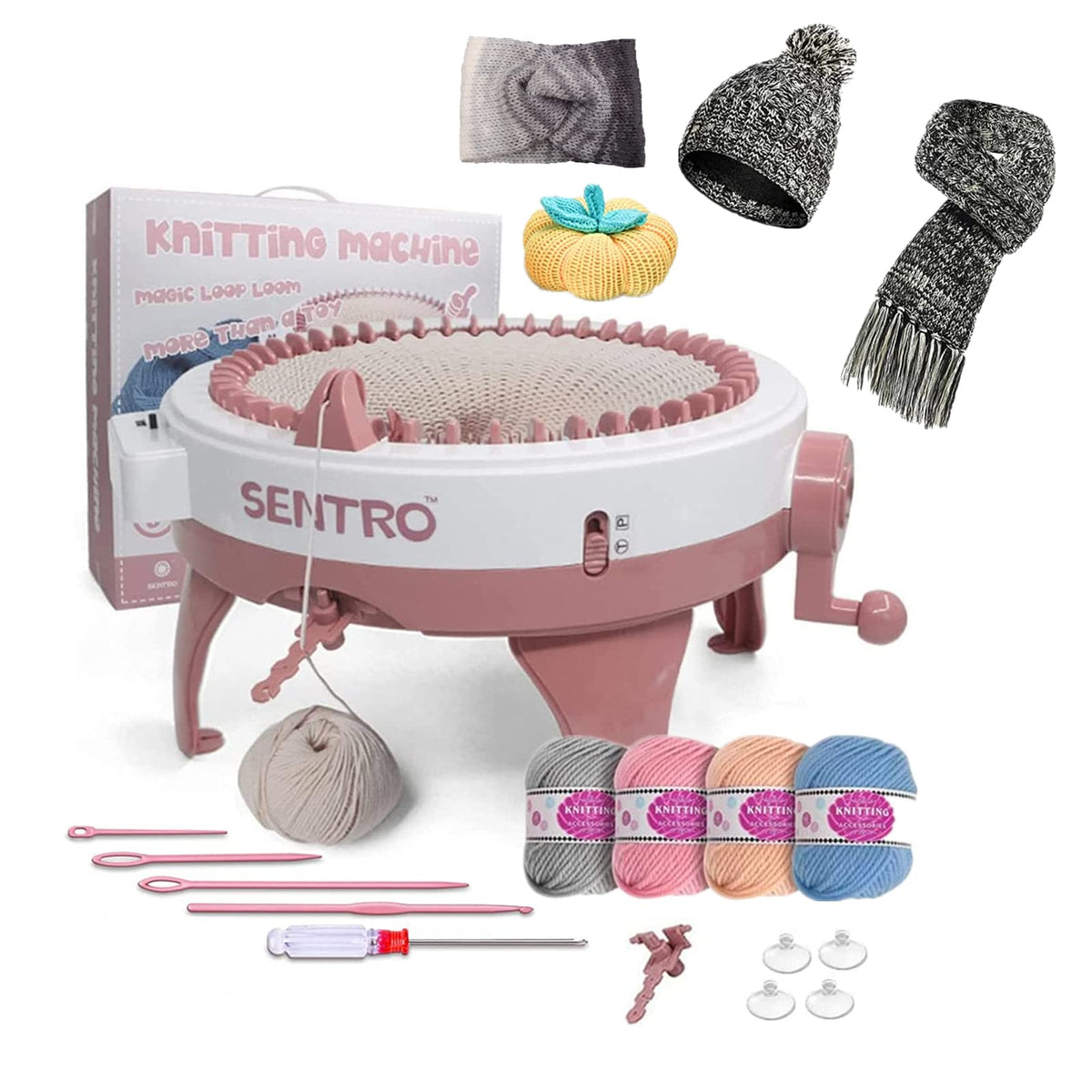 SENTRO Knitting Machine 48 Needles, Smart Weaving Loom with Row Counter, DIY Rotating Double Loom for Adults and Kids