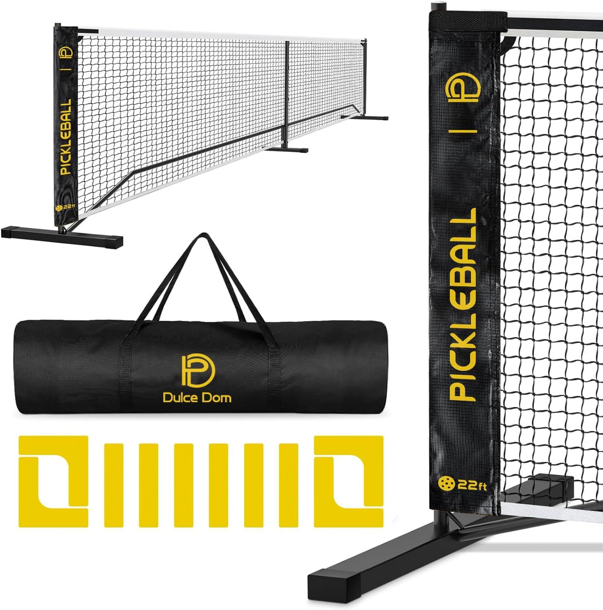 22FT Pickleball Net Set for Family Fun & Outdoor Recreation USAPA Regulation Size Portable Pickle Ball Net with Ball Collector, 4 Balls and Carrying Bag for Backyard, Driveway & Court