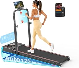 Foldable Walking Pad Treadmill with Auto Incline 12% & Handle Bar 5-Level