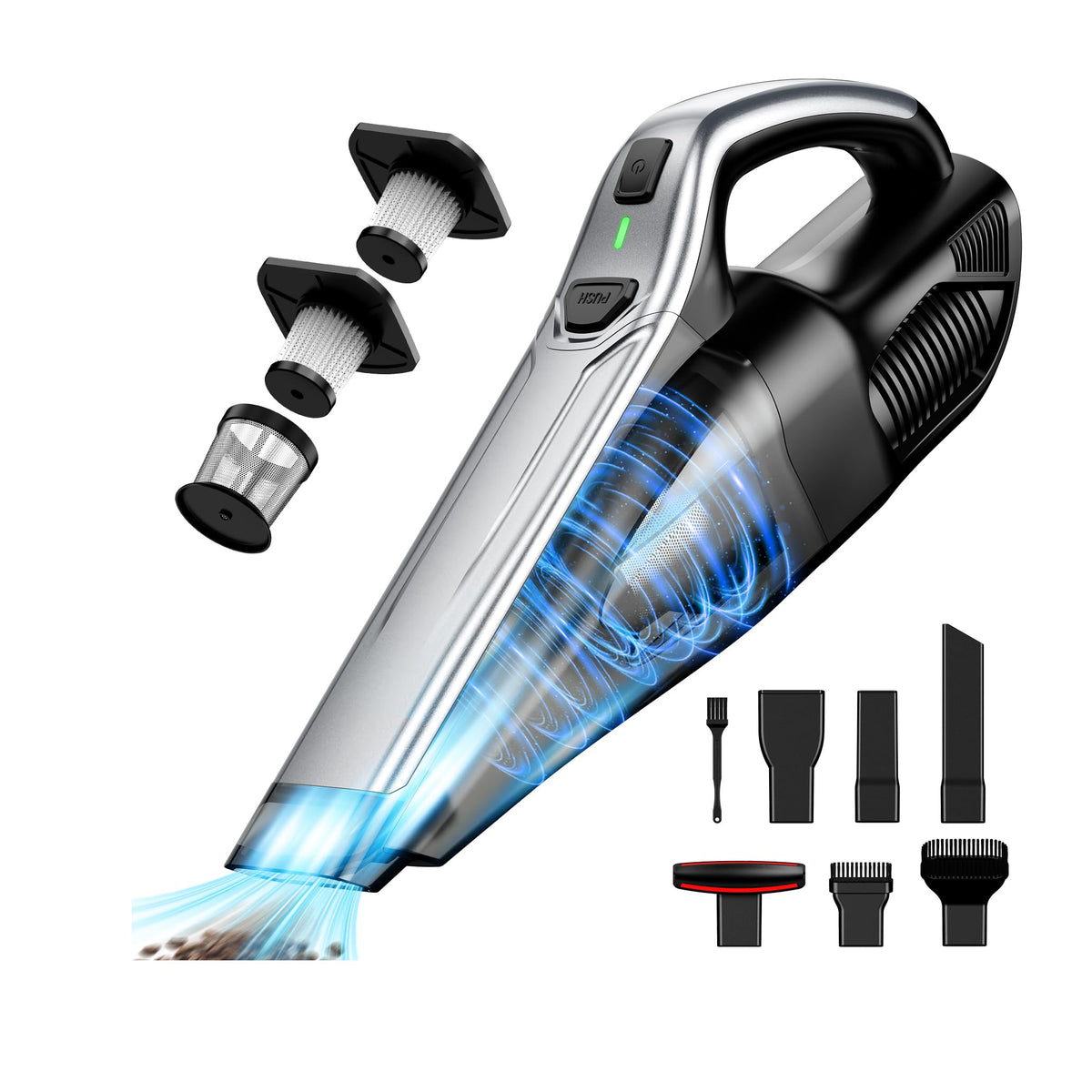 Car Vacuum Handheld Vacuum Cordless: 6-in-1 Portable Mini Vacuum Cleaner