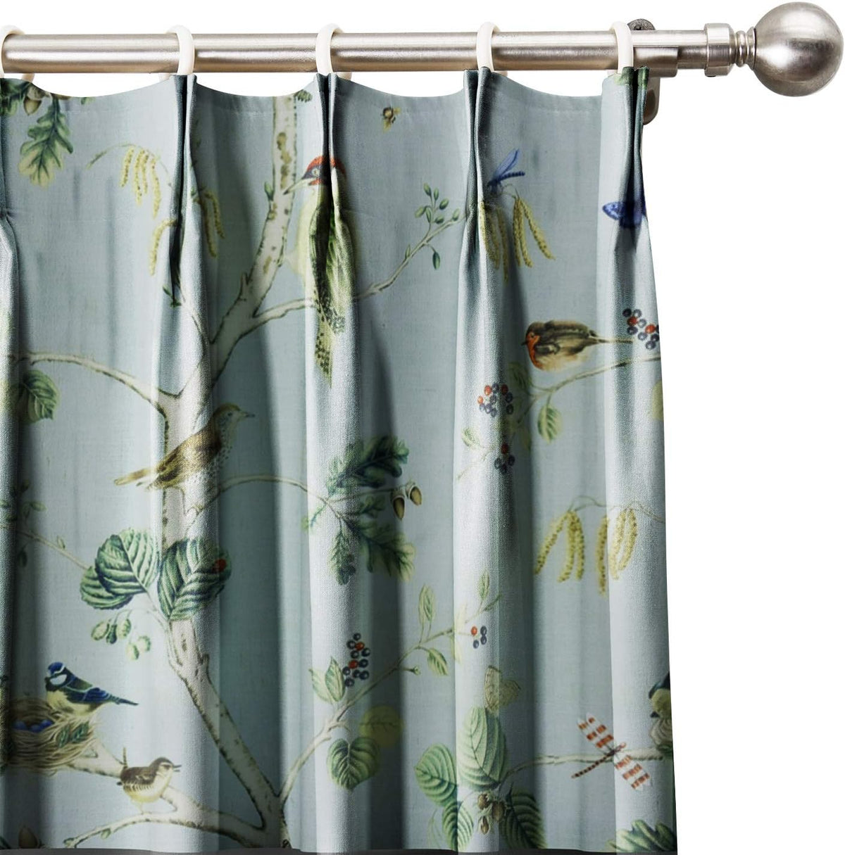 Rural Pastoral Print Extra Wide Window Curtain 100" W x 96" L, Pinch Pleated Blackout Lining Darpes Panel Bedroom Living Room Hotel Restaurant (1 Panel), Teal