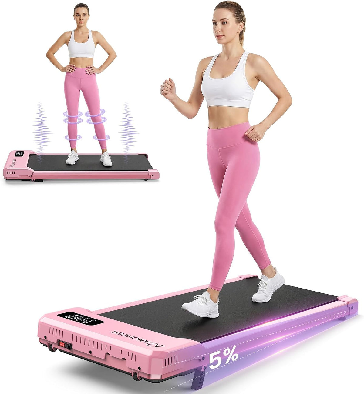 Small Walking Pad with Incline - Under Desk Treadmill with Vibration Plate