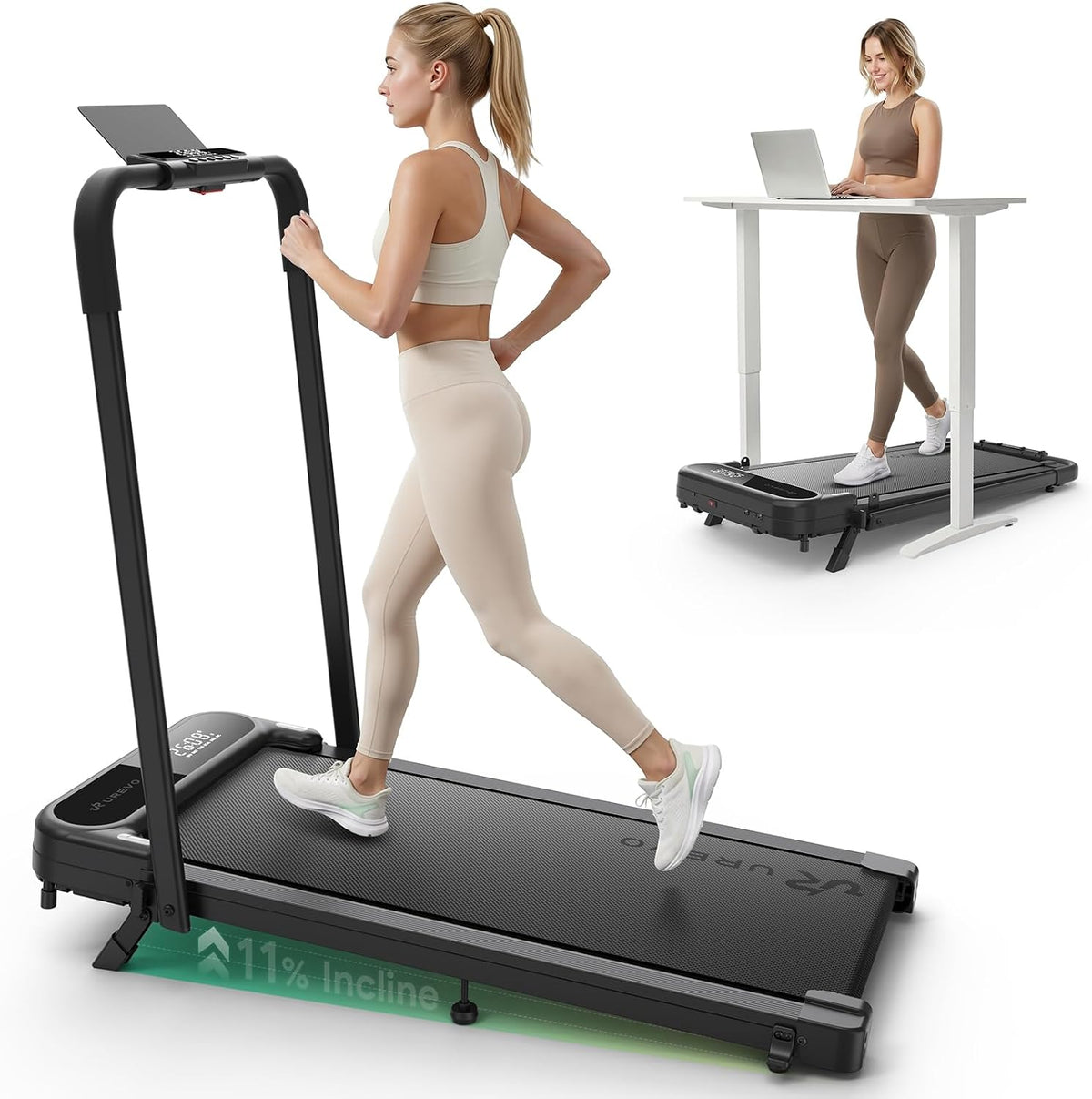 Smart 11% Incline Treadmill, Walking Pad with AI Smart APP