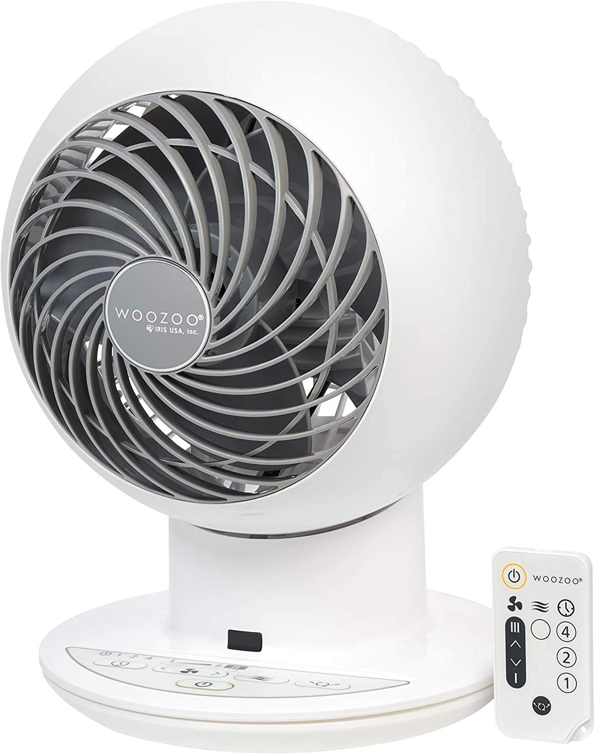 USA WOOZOO Air Circulator Fan with Remote, Oscillating, 5 Speeds, Quiet Motor, Small Fan for Bedroom, Office, Dorm, White