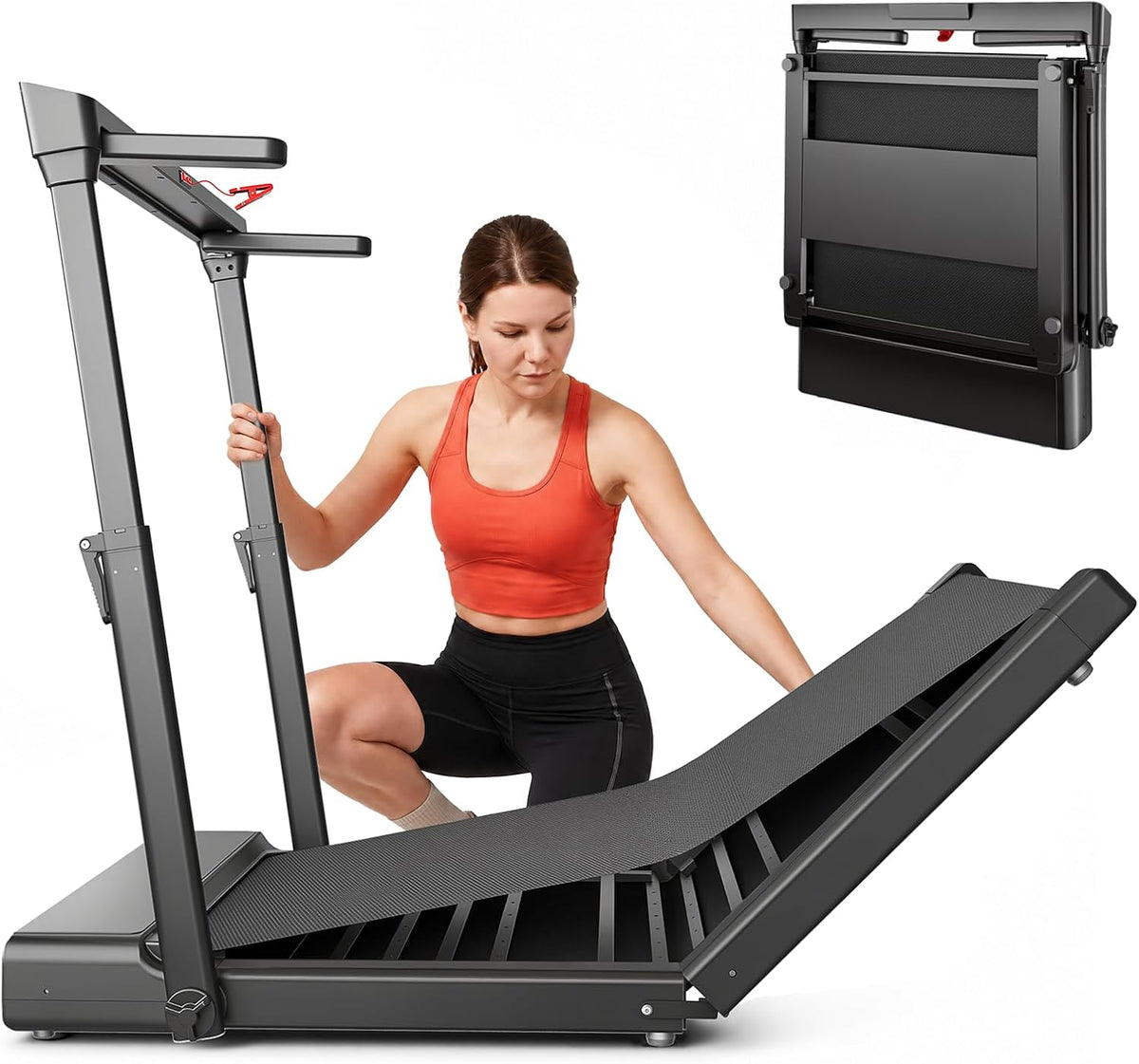 Foldable Walking Pad Treadmill with Height-Adjustable Handlebar