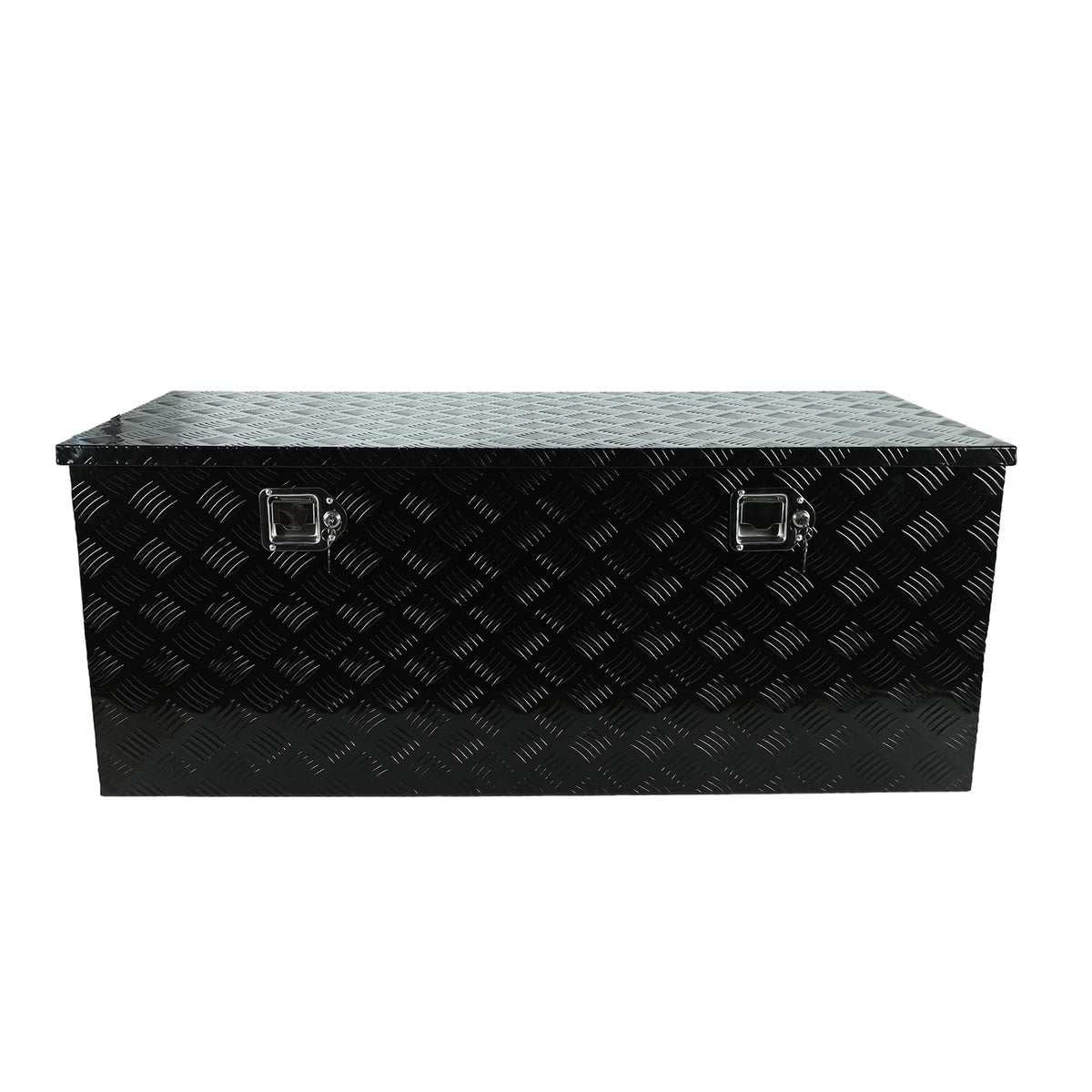 48"X19.5"X17.5" Black Heavy Duty Aluminum Pickup Truck Bed 5 Bar Tread Pattern Truck Tool Box, Under Truck Storage Trailer Tongue Box with Lock and Key for Truck,RV Trailer, ATV