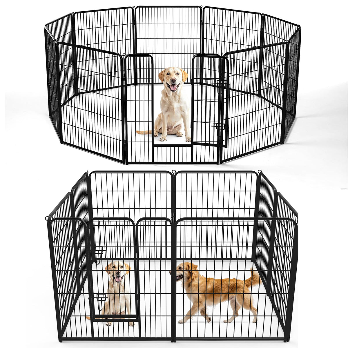 Dog Playpen 40 Inch 8 Panels Indoor Outdoor Metal Pet Fence Foldable Dog Play Pen with Door, Portable Exercise, RV Camping, Puppy Small Medium Large Dogs