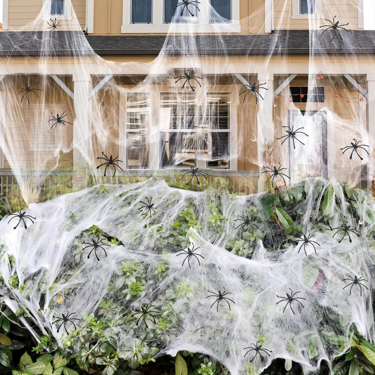 ZPISF 1400 sqft Halloween Spider Webs Decorations with 150 Extra Fake Spiders, Super Stretchy Cobwebs for Halloween Decor Ind