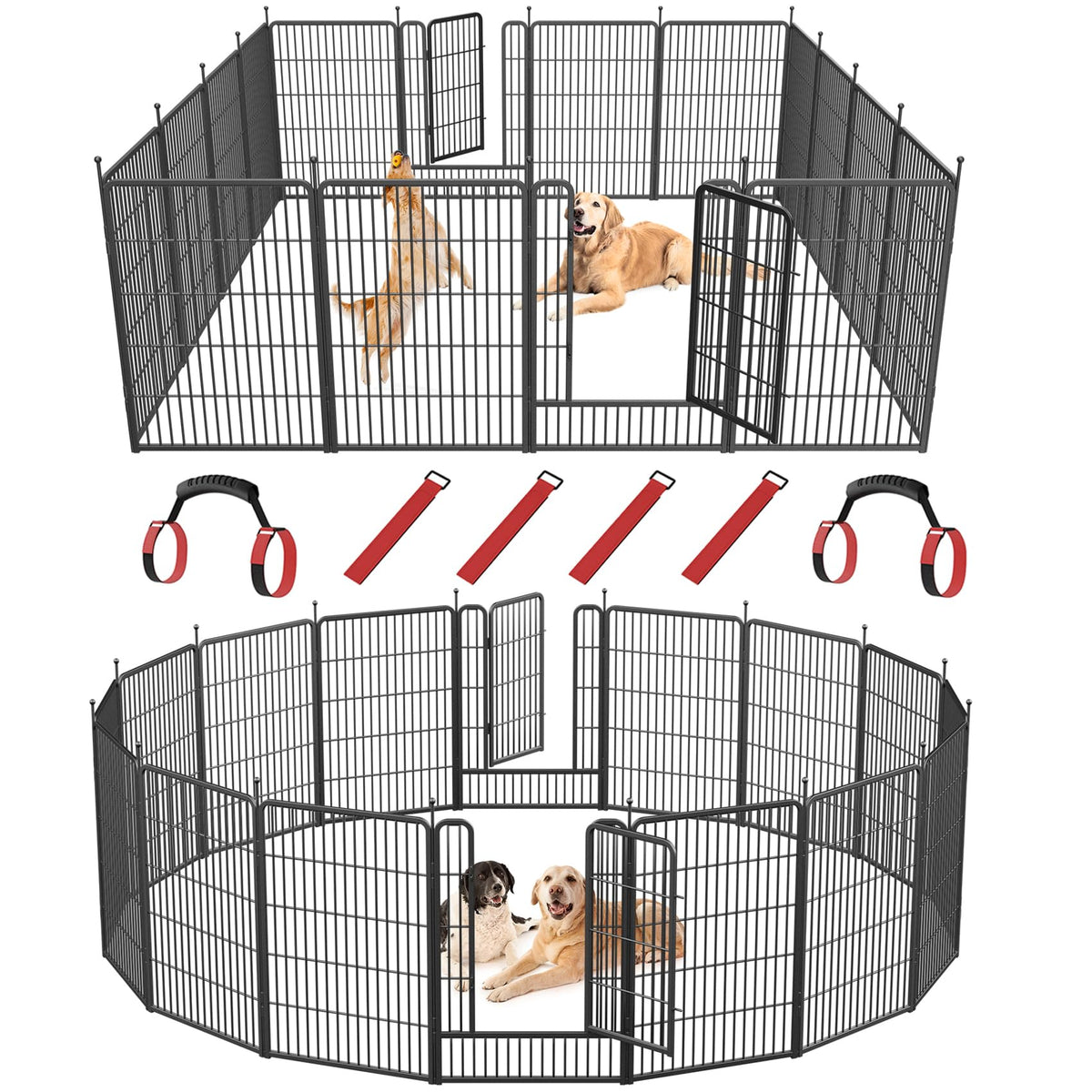 Dog Playpen Outdoor, 16 Panels Dog Pen 40" Height Dog Fence Exercise Pen with Doors for Large/Medium/Small Dogs, Portable Pet Playpen for Yard, RV, Camping