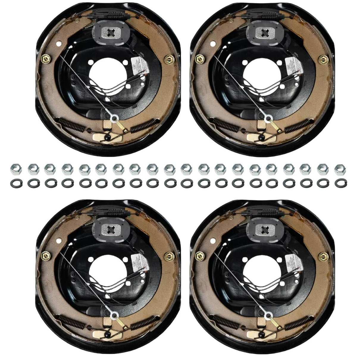 TrailerSupplies 12"x2" Electric Trailer Brake Kit, 4-Pack Self-Adjusting Assemblies for 7,000 lb Axles, Replaces, 5 Bolt Mount, Fits 15"-17.5" Wheels