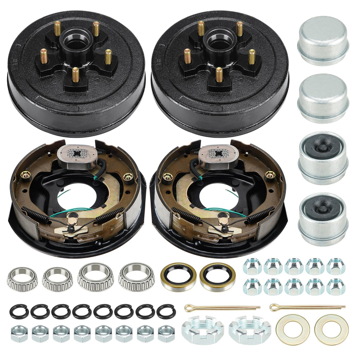 5 on 5" Trailer Brake Drum Kit, 10" X 2-1/4", for 3,500 lbs. Axle, for RVs Electric Brakes Drums Assembly. NOT FITS 5 ON 4.5.