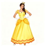 Adult Princess Peach Yellow Costume For Women Halloween Cosplay Dress
