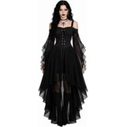 Halloween Costumes - Witch Costume Women Halloween Dresses 2026, Adult Medieval Vampire Butterfly Sleeve Gothic Outfits for Halloween Cosplay Party, Black, Size:L
