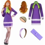 Halloween Daphne Costume Adult Costume for Women,Velma Costume Daphne Costume Dress Halloween Coaplay for Women