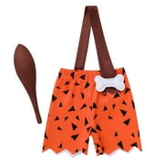 Kids Baby Bam Bam Costume Flintstone Costume Caveman Cavegirl Historical Stone Age Themed Birthday Outfit for Girls Boys Halloween Cosplay Dress Up Photo Shoot 18-24 Months Boy - Orange