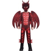Kids Dragon Costume Set, Halloween Pretend Play Dress Up Jumpsuit with Wings and Mask for Boys and Girls