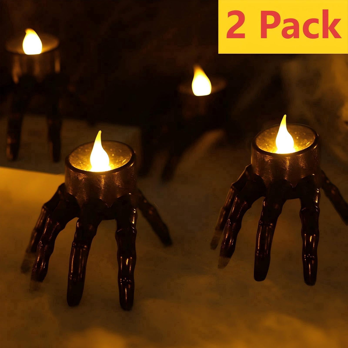 Qocolcyl 2 Pack Halloween Skeleton Lights Decorations, Halloween Candles Lamp Decoration Ornament Indoor Outdoor, Halloween Scary Decor for Home Room Table Outside Yard Lawn Garden Party Sup