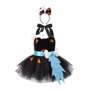 RUINIXCW Toddler Baby Girl Halloween Caveman Costume Kids Pebbles Flintstone Costume Stone Age Birthday Outfits Cavegirl Tulle Tutu Dress Headband