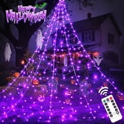 Scidweet Halloween Decorations Outdoor, 500 LED Halloween Giant Spider Web Lights for Garden Yard Porch Home Decor, Purple White