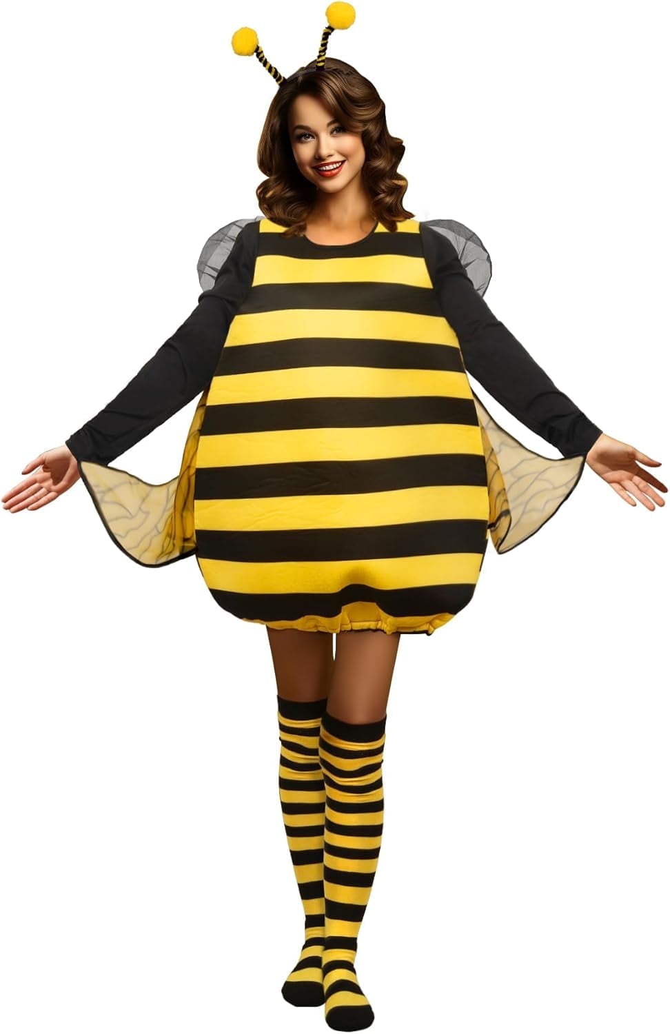 VZQI Bumble Bee Costume for Women Funny Animal Halloween Adult Costumes
