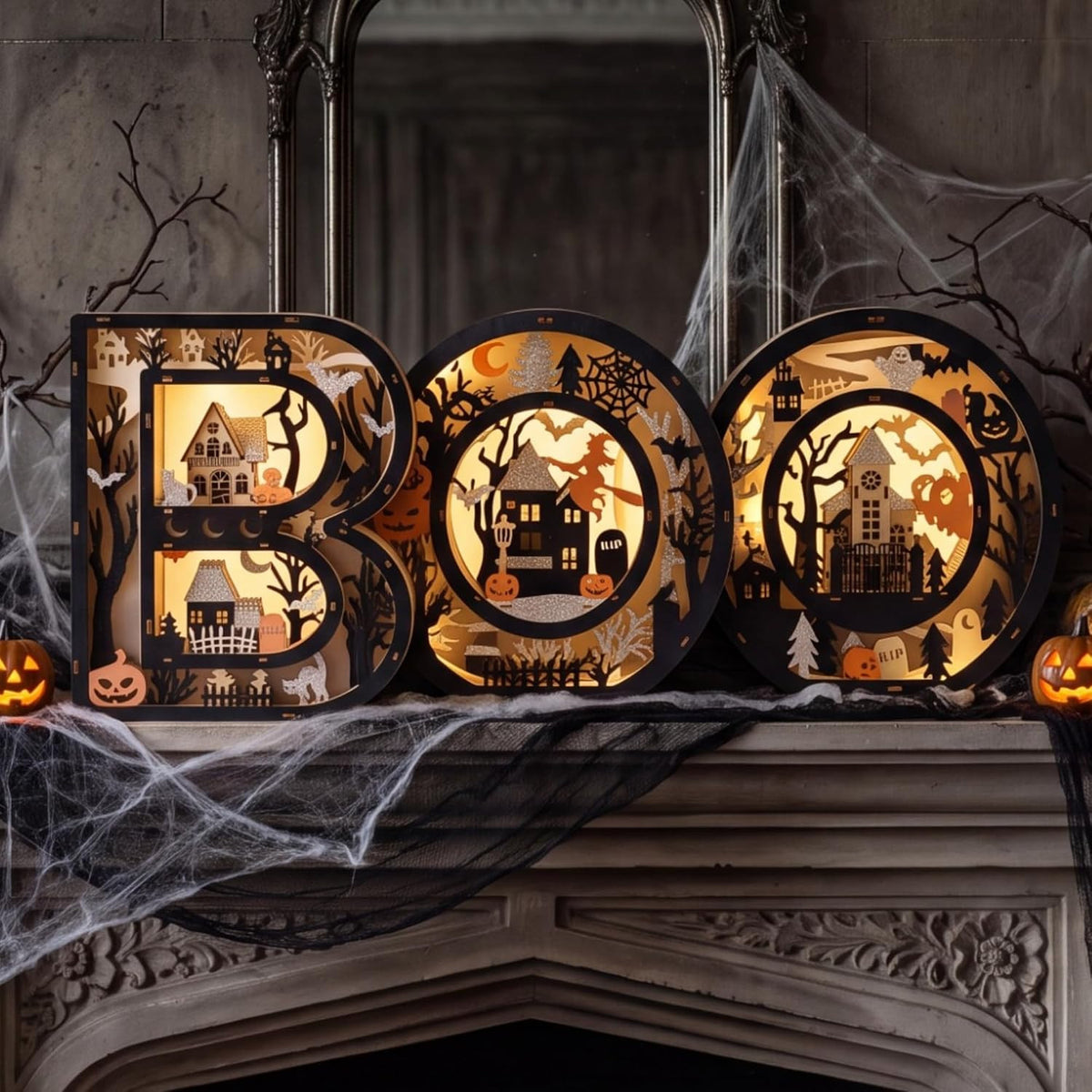 3 Piece Light-Up BOO Letter Table Decoration Set