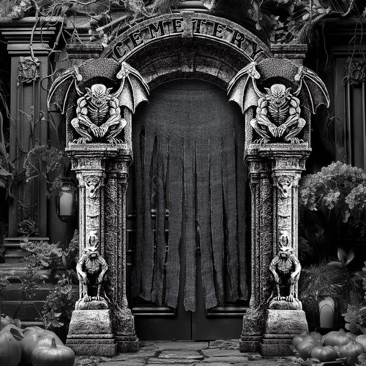 4 Piece Halloween Cemetery Archway Outdoor Decoration Set