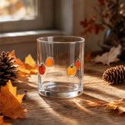 Qocolcyl Halloween Embossed Glass Cups Set,Ghost Pumpkin Bat Black Cat Clear Tumbler Mugs,Holiday Drinking Glassware for Coffee Cocktail Juice Halloween Party Table Kitchen Decor Supplies