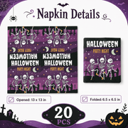 Purple and Black Halloween Party Supplies Set, Serves 10, Skeleton Plates, Napkins, Cups and Cutlery for Home and Classroom Events, 101PCS