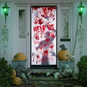BEIPEGIN Bloody Halloween Door Cover, Fabric Giant Scary Bloody Handprints and Shadowy Figure Window Door Cover for Haunted House Halloween Door Decoration Halloween Party Supplies, 5.9 x 2.