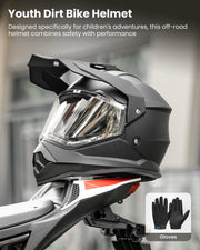 Youth Electric Dirt Bike Full-Face Helmet Matte Black