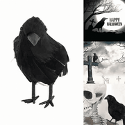 6 Pcs Halloween Black Crows Feathered Crows Realistic Looking Ravens Large Handmade Black Crow for Halloween Decoration Party Supplies