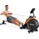 16-Level Magnetic Rowing Machine with Extended Slide Rail, LCD Monitor, Wide Seat, Black, 350 lb Capacity